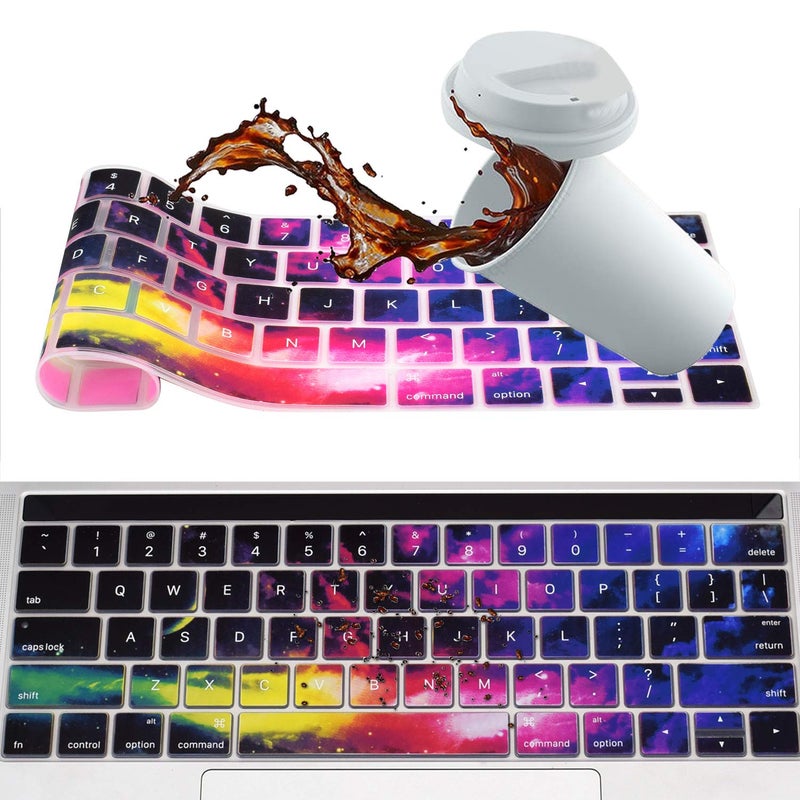 Funut Compatible with MacBook Pro Keyboard Cover Touch Bar 13 inch Silicone Keyboard Skin and 15 inch Premium Ultra Thin TPU 2019-2016 (Model A2159 A1989 A1990 A1706 A1707) Skin Protector - Nebula - Image 3
